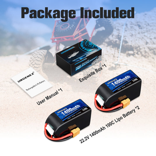 URGENEX 6S Lipo Battery 1400mAh 22.2V 100C with XT60 Plug RC Battery Fit for RC FPV Racing Drone Quadcopter Helicopter Airplane Racing Models