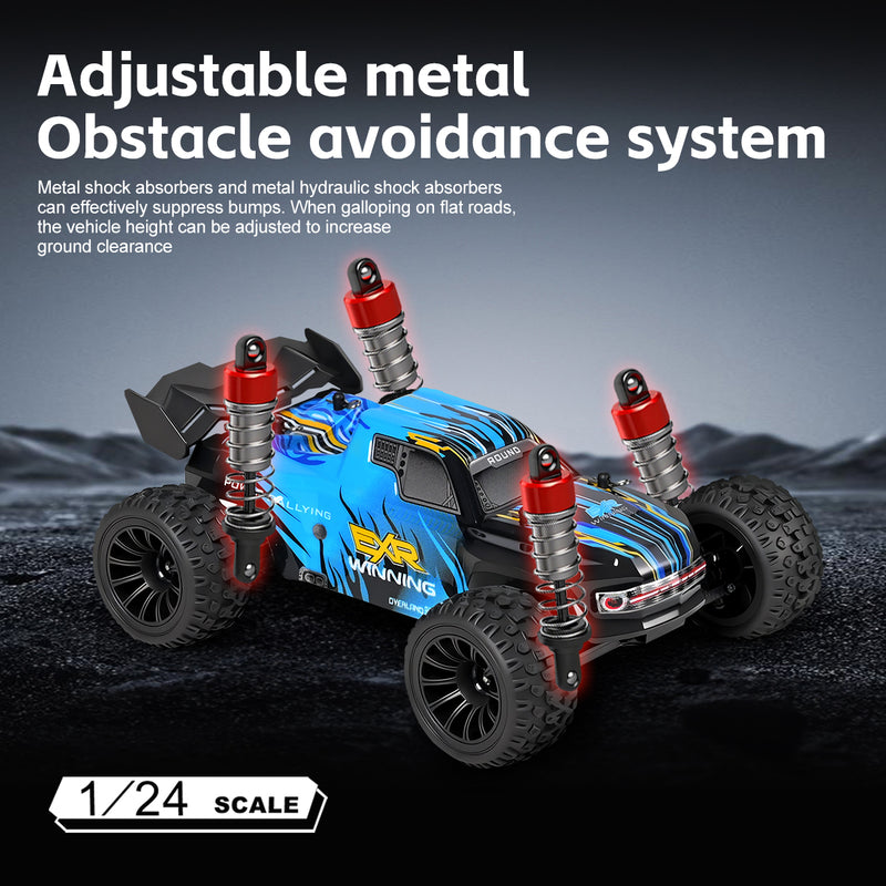 Load image into Gallery viewer, WL1/24 RC Racing Car, 30KM/H High Speed Remote Control Car, 2WD Off-Road Monster Truck with Gyroscope Stabilization, Metal Shock Absorbers, 3-Speed Switch, 2.4G Electric Toy Vehicle