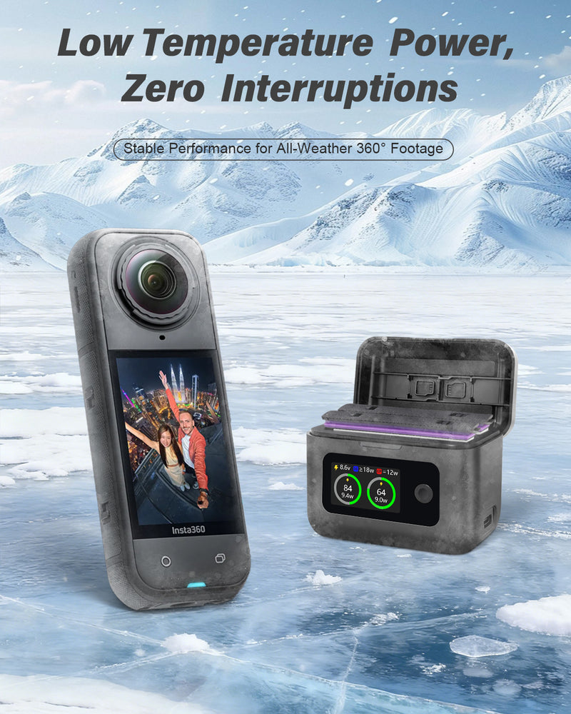 Load image into Gallery viewer, Insta 360 X5 Batteries 2 Pack 2800mAh 3.89V Replacement Camera Battery with Dual 2 Slot LCD Visual Display 27W Rapid Charging Hub, Compatible with Insta 360 X5 Action Camera (2 Batteries+ Charging Box / Only Charger Box)