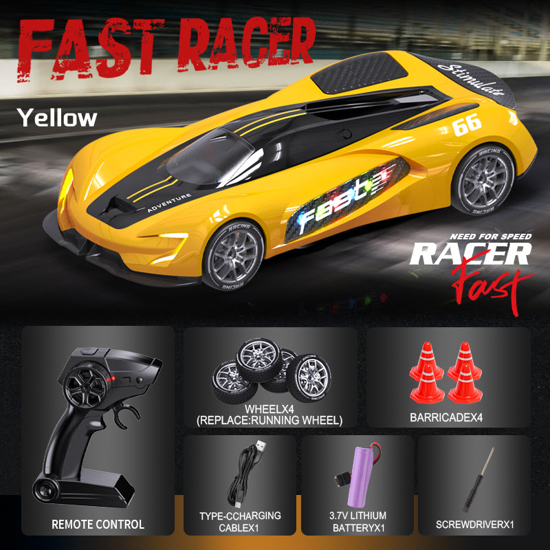Load image into Gallery viewer, RACER RC Dtift Car – 4WD Drift Racing Car With LED lights, High-Speed Motor, Brushless Motor And Replaceable Tires,Curve Drift 20KM/H (Red/Blue/Yellow/Green)