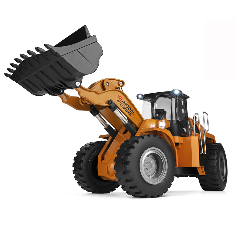 Load image into Gallery viewer, WLtoys RC Bulldozer 1:14 Scale High Simulation 2.4G Independent Control Analog Hydraulic Telescopic Design with Light and Sound