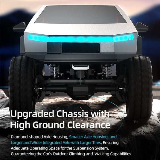 1/18 Cybertruck Climbing Car 4WD OFF-ROAD Vehicle New Climbing Star Tow Speed Gearbox Mechanical Shift Through-Type Linked Headlights