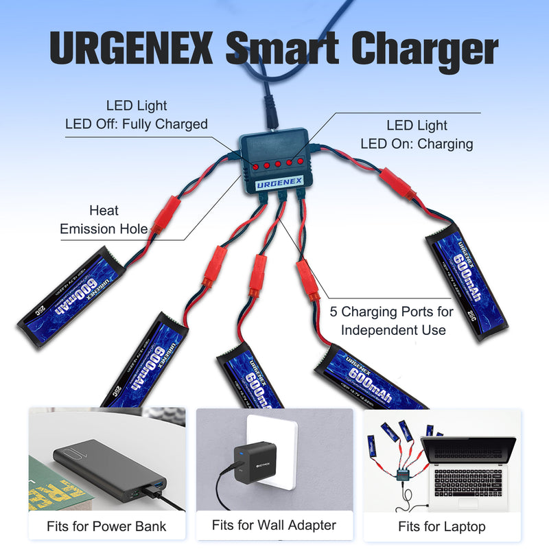 Load image into Gallery viewer, URGENEX 3.7V 600mAh RC Drone Battery with JST Plug for UDI