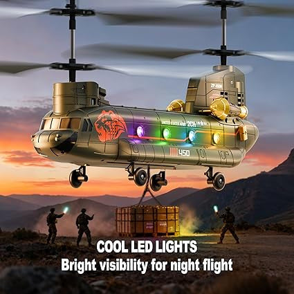 Load image into Gallery viewer, XK5 Remote Control Helicopter, 2.4G 3.5CH Military Transport Chopper with Altitude Hold, One-Key Take-off, LED Lights & 2 Speeds, RC Aircraft Toy for Kids and Adults