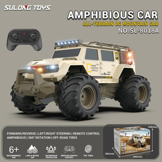 1/14 SL Off-Road Vehicle 2.4G Amphibious 4WD Five-Channel All-Terrain Remote Control Car, Rotating On The Spot Four-Wheel Drive (with lights + sound)