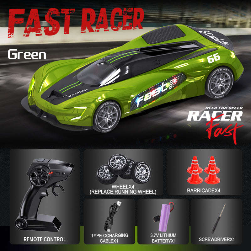 Load image into Gallery viewer, RACER RC Dtift Car – 4WD Drift Racing Car With LED lights, High-Speed Motor, Brushless Motor And Replaceable Tires,Curve Drift 20KM/H (Red/Blue/Yellow/Green)