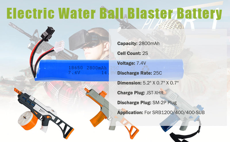 Load image into Gallery viewer, Gel Blaster Battery Upgraded 2800mAh SM2P Plug 7.4V Airsoft Battery