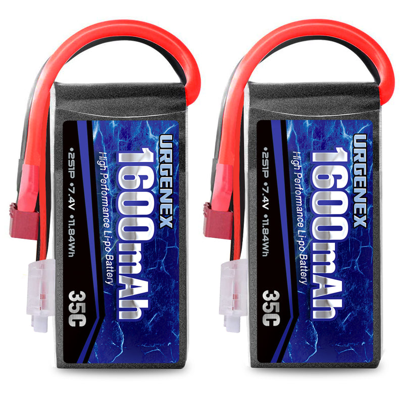 Load image into Gallery viewer, URGENEX 2s 1600mah 35C 7.4V Lipo Battery (2 Pack)