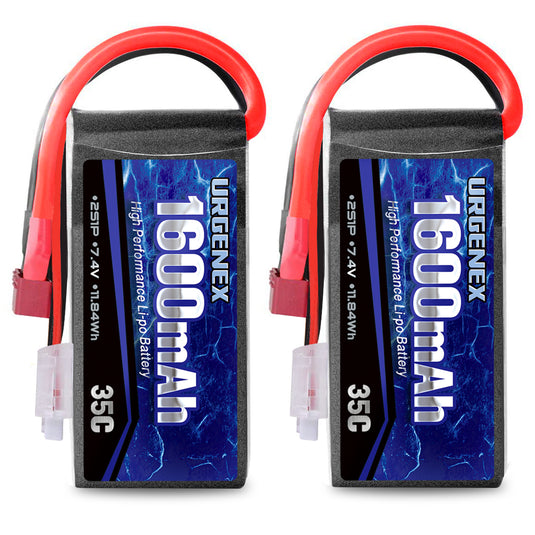 URGENEX 2s 1600mah 35C 7.4V Lipo Battery (2 Pack)