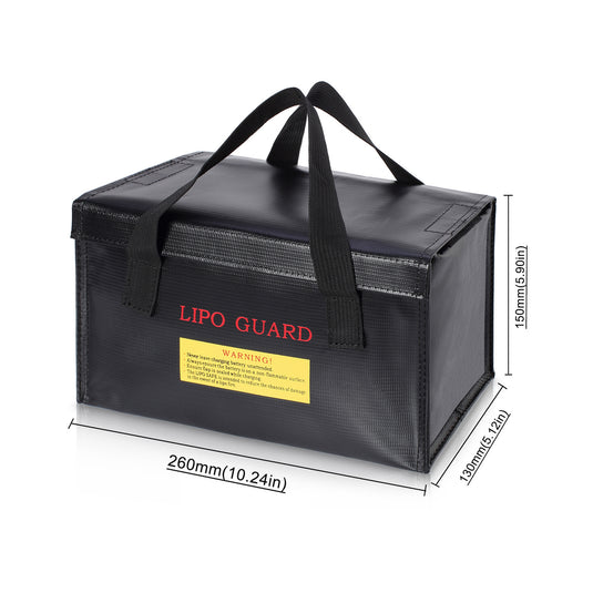 10.24x5.12x5.9in Lipo Safe Bag Fireproof Explosionproof Large Capacity Lipo Battery Storage Guard Safe Pouch for Charge & Storage 260x130x150mm