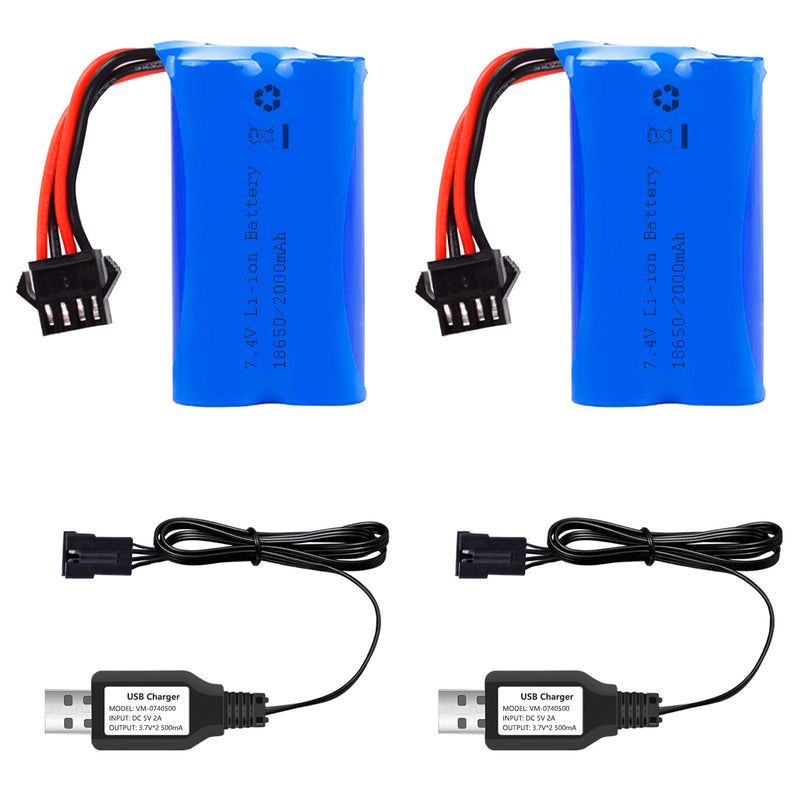 Load image into Gallery viewer, URGENEX 2000mAh 7.4V Electric Water Gun Battery 2S 15C Li-ion Battery with SM-4P Plug