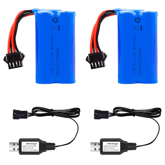 URGENEX 2000mAh 7.4V Electric Water Gun Battery 2S 15C Li-ion Battery with SM-4P Plug