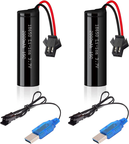 3.7 V 2000 mAh Li-ion Battery for DEERC DE45 DE42 Remote Control Cars with SM-2P Plug