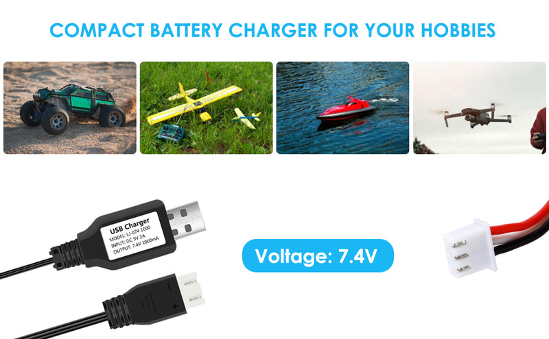 Load image into Gallery viewer, URGENEX 2S 7.4V 1A USB Battery Charger with XH-3P Connector