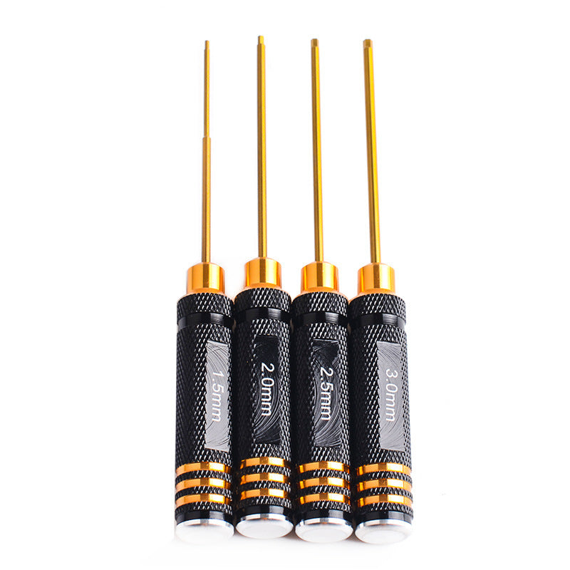 Load image into Gallery viewer, 4PCS Black Gold Titanium Hex Driver Set 1.5/2.0/2.5/3.0MM for Traxxas RC Car Truck FPV Helicopter