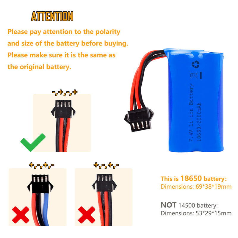 Load image into Gallery viewer, URGENEX 2000mAh 7.4V Electric Water Gun Battery 2S 15C Li-ion Battery with SM-4P Plug