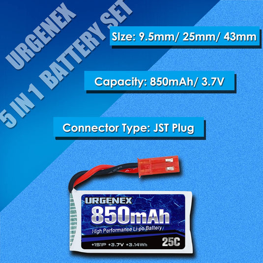 3.7V 25C RC Drone Battery 850mah with JST Plug Fit for Sky Viper, Syma and Holy Stone