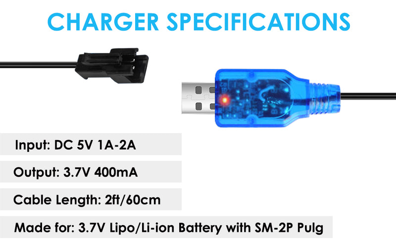 Load image into Gallery viewer, SM2P 3.7V Charger Cable 1S USB Battery Charger with SM-2P Connector