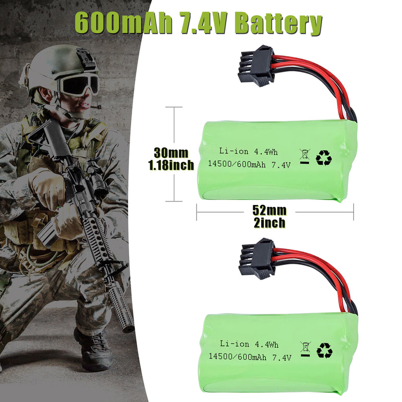 Load image into Gallery viewer, Gel Blaster Battery 7.4V 600mAh Li-ion Battery with SM-4P Connecor