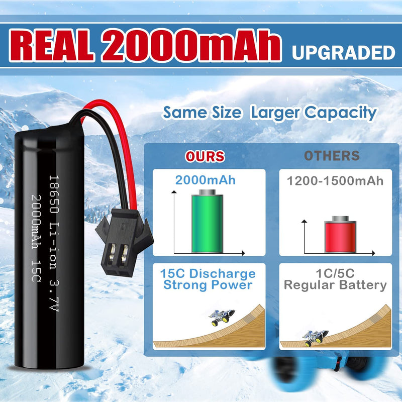 Load image into Gallery viewer, 3.7 V 2000 mAh Li-ion Battery for DEERC DE45 DE42 Remote Control Cars with SM-2P Plug