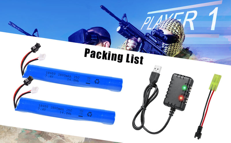 Load image into Gallery viewer, Gel Blaster Battery Upgraded 2800mAh SM2P Plug 7.4V Airsoft Battery