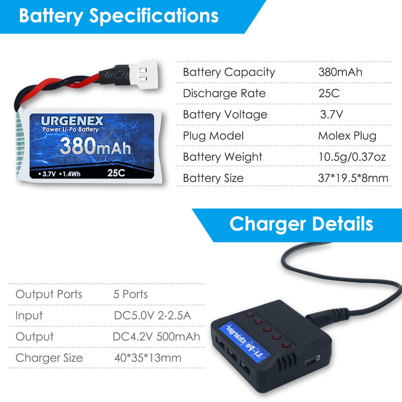 Load image into Gallery viewer, 3.7V 380mAh RC Drone Battery Fit for SYMA RC Drone with Molex Plug