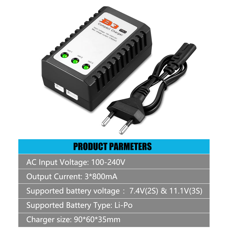 Load image into Gallery viewer, B3 Lipo Charger 10W 800mAh Balance Charger for 2S-3S Lithium Batteries 7.4V-11.1V Lithium Battery Balance Charger B3 Pro
