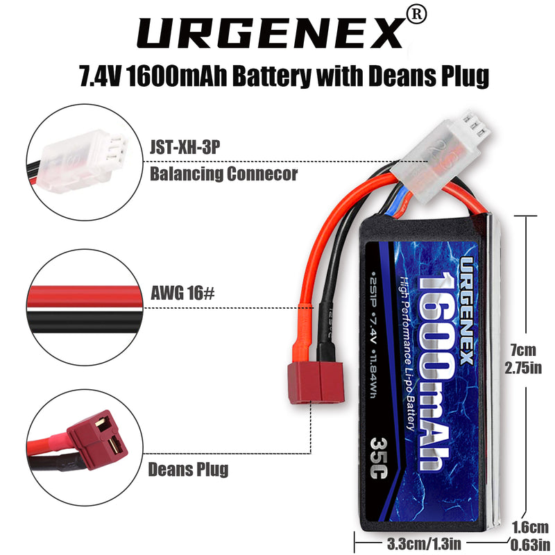 Load image into Gallery viewer, WLtoys RC Battery- 7.4V 1600mAh with Deans T Plug 35C