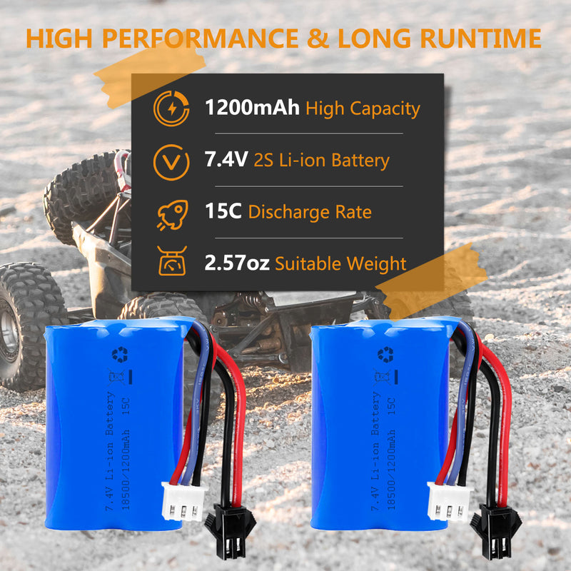 Load image into Gallery viewer, TKKJ Skytech H101 RC Boats Battery 7.4V 1200mAh Li-ion Battery SM2P Plug