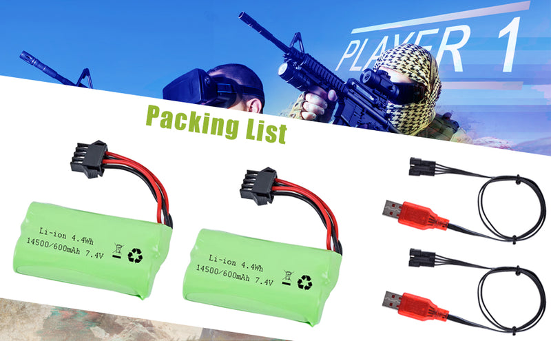 Load image into Gallery viewer, Gel Blaster Battery 7.4V 600mAh Li-ion Battery with SM-4P Connecor