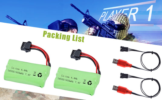 Gel Blaster Battery 7.4V 600mAh Li-ion Battery with SM-4P Connecor