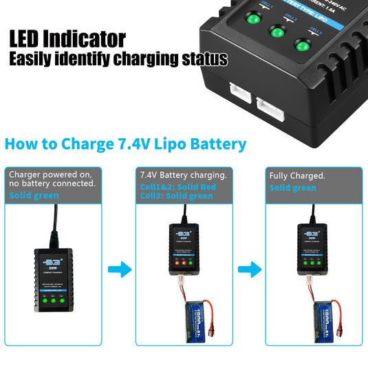 B3 Lipo Charger 20W 1600mAh Balance Charger for 2S-3S Lipo Batteries 7.4V-11.1V Lipo Battery Balance Charger