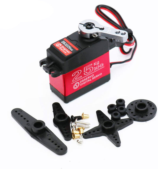 25KG High Torque RC Servo Waterproof servo Compatible with 1/6,1/8, 1/10, 1/12 RC Car, Full Metal Gear Steering Servo with 25T Servo Horn(270°)