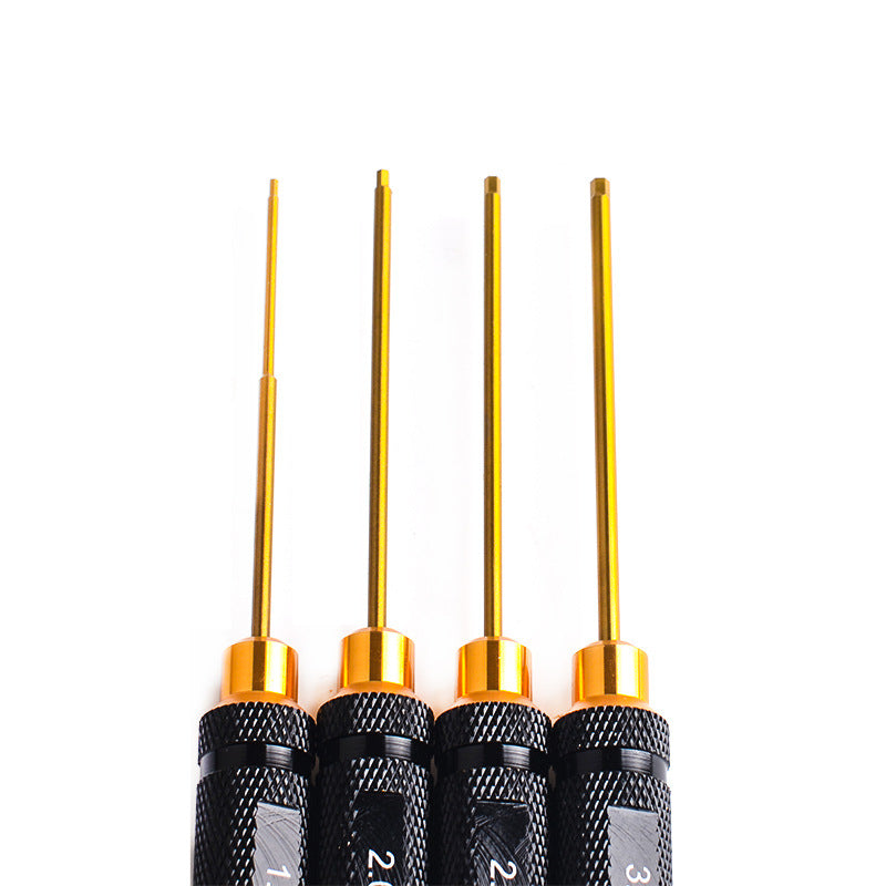 Load image into Gallery viewer, 4PCS Black Gold Titanium Hex Driver Set 1.5/2.0/2.5/3.0MM for Traxxas RC Car Truck FPV Helicopter