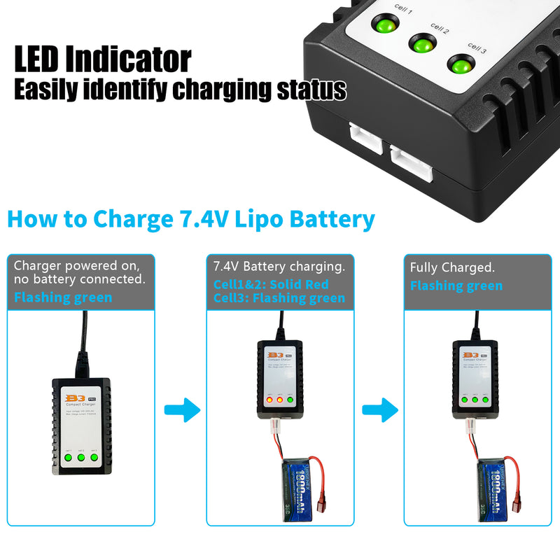 Load image into Gallery viewer, B3 Lipo Charger 10W 800mAh Balance Charger for 2S-3S Lithium Batteries 7.4V-11.1V Lithium Battery Balance Charger B3 Pro