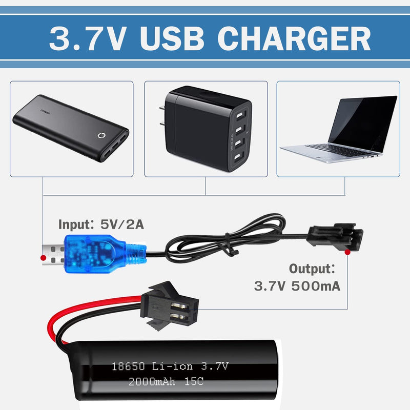 Load image into Gallery viewer, 3.7 V 2000 mAh Li-ion Battery for DEERC DE45 DE42 Remote Control Cars with SM-2P Plug