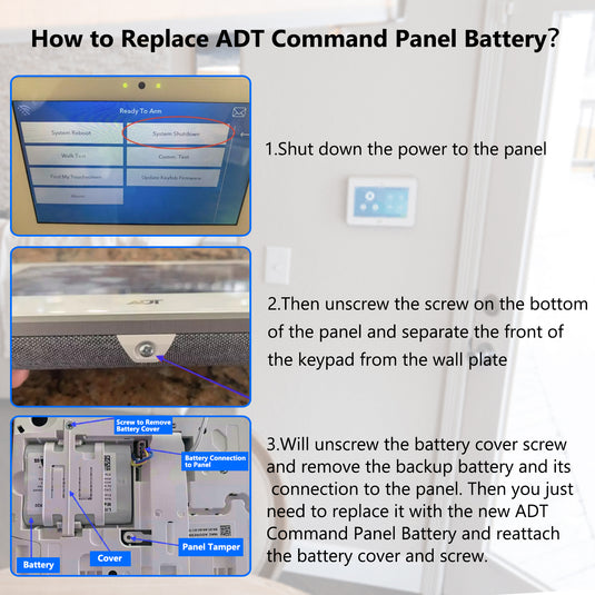7800mAh ADT Replacement Battery for 300-10186 (3.6v / 3.7v / 4.2v) ADT command smart security panel
