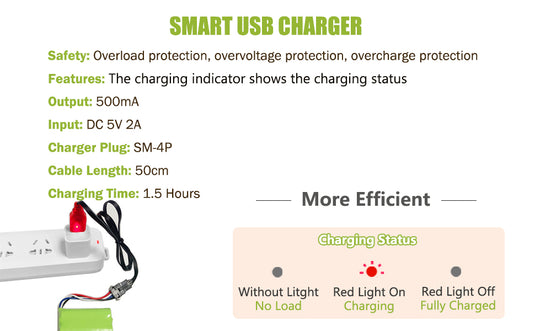 Gel Blaster Battery 7.4V 600mAh Li-ion Battery with SM-4P Connecor