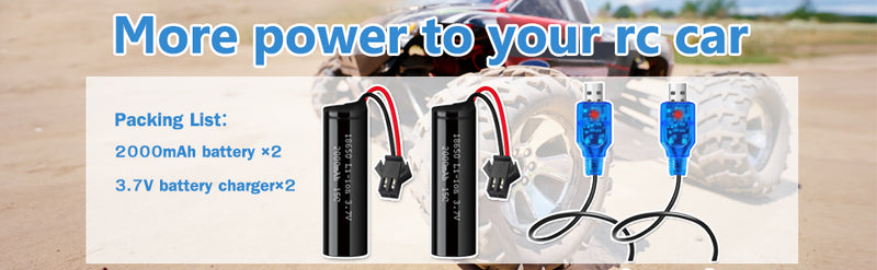 Load image into Gallery viewer, 3.7 V 2000 mAh Li-ion Battery for DEERC DE45 DE42 Remote Control Cars with SM-2P Plug