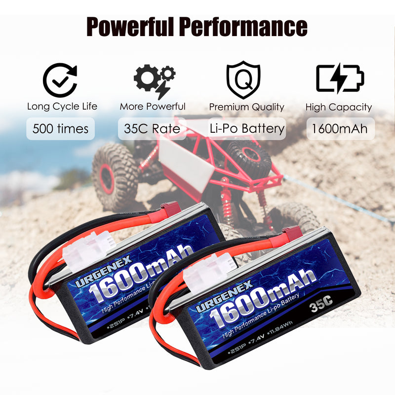 Load image into Gallery viewer, WLtoys RC Battery- 7.4V 1600mAh with Deans T Plug 35C