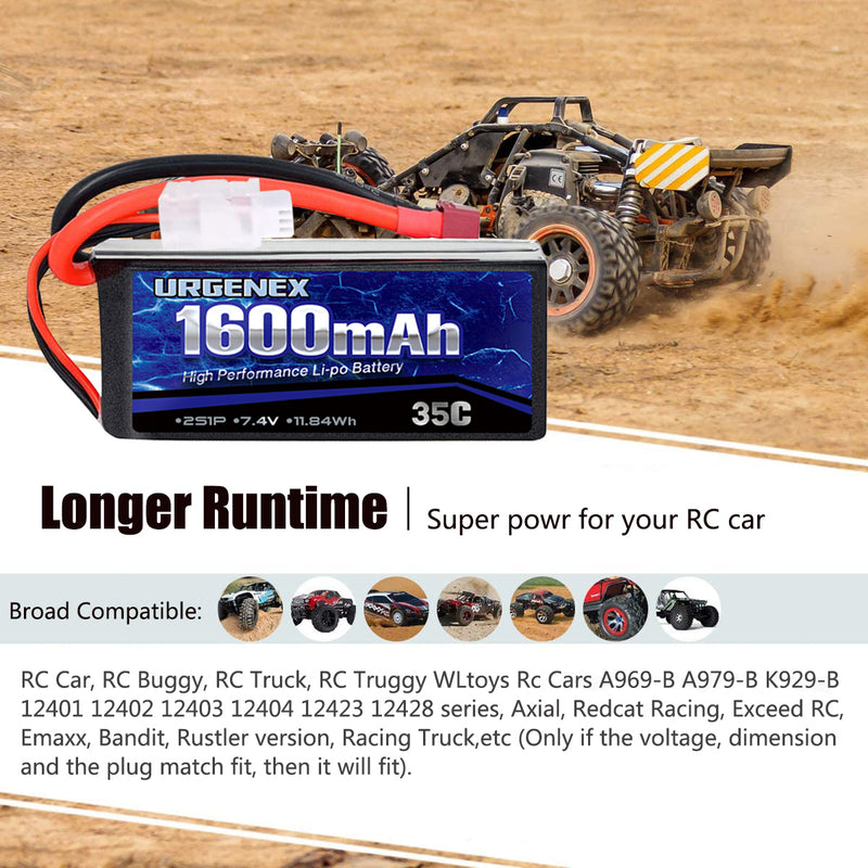 Load image into Gallery viewer, WLtoys RC Battery- 7.4V 1600mAh with Deans T Plug 35C