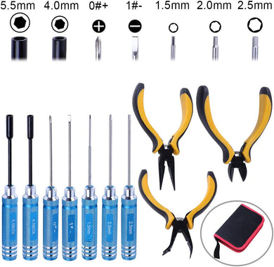 10 in 1 Professional Multi RC Tools Kits Hex Driver Allen Keys Screwdriver Pliers Wrench