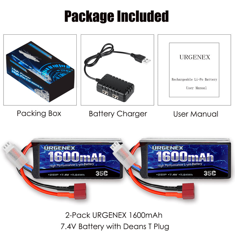 Load image into Gallery viewer, WLtoys RC Battery- 7.4V 1600mAh with Deans T Plug 35C