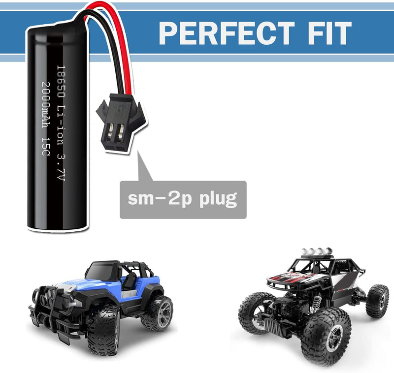Load image into Gallery viewer, 3.7 V 2000 mAh Li-ion Battery for DEERC DE45 DE42 Remote Control Cars with SM-2P Plug