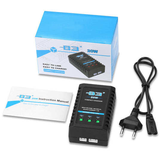 B3 Lipo Charger 20W 1600mAh Balance Charger for 2S-3S Lipo Batteries 7.4V-11.1V Lipo Battery Balance Charger