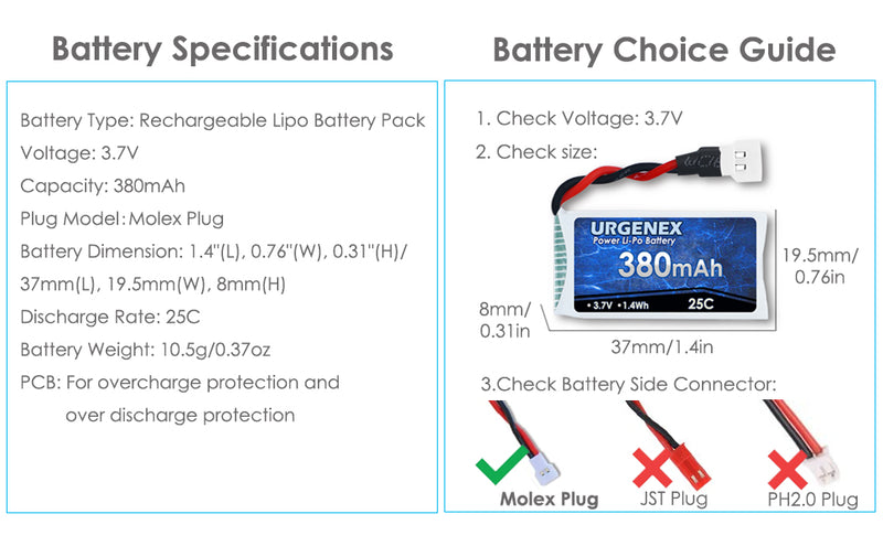 Load image into Gallery viewer, 3.7V 380mAh RC Drone Battery Fit for SYMA RC Drone with Molex Plug