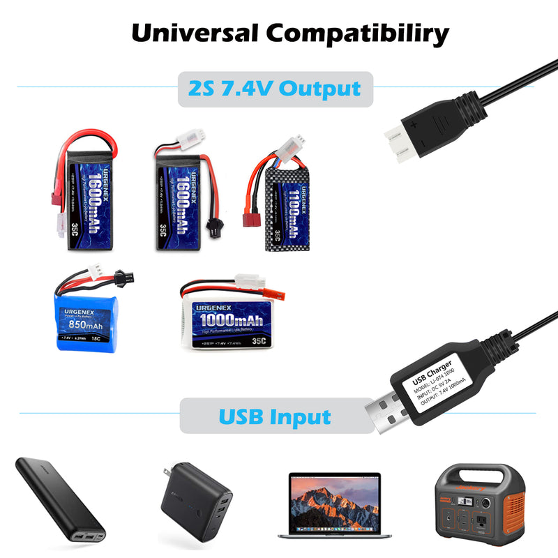 Load image into Gallery viewer, URGENEX 2S 7.4V 1A USB Battery Charger with XH-3P Connector