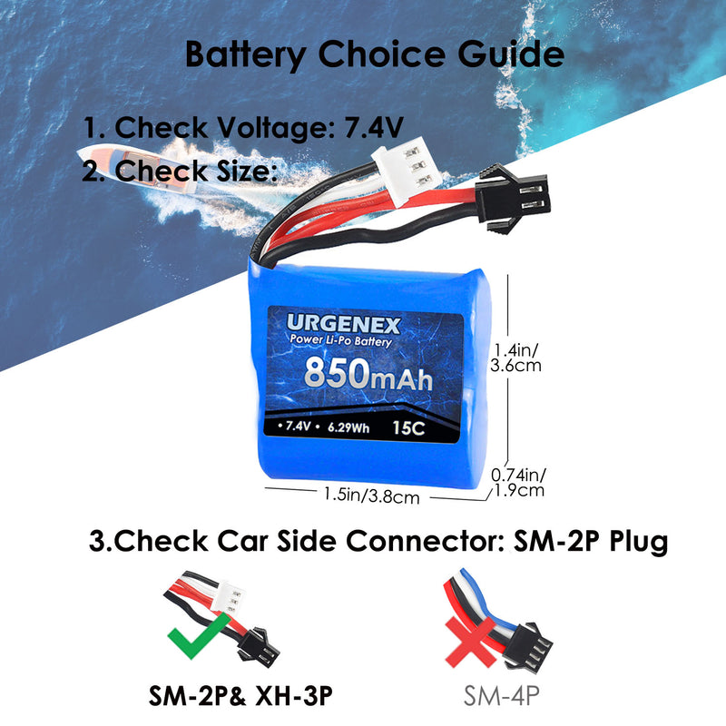 Load image into Gallery viewer, Skytech H100 H102 RC Boats Battery - 850mAh 7.4V with SM-2P Plug