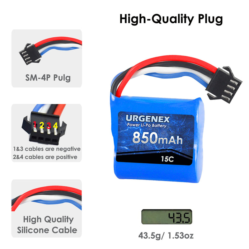 Load image into Gallery viewer, UDI001 UDI008 RC Boats Battery - 850mAh 7.4V with SM-4P Plug