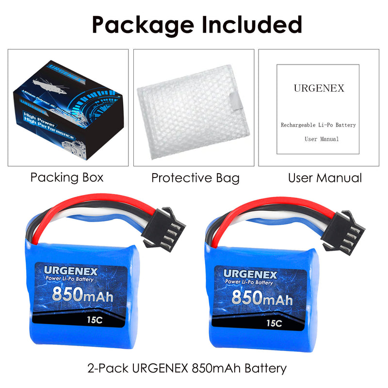 Load image into Gallery viewer, UDI001 UDI008 RC Boats Battery - 850mAh 7.4V with SM-4P Plug